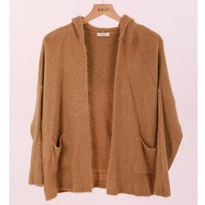 nais Mohair Blend Hooded Cardigan | Camel